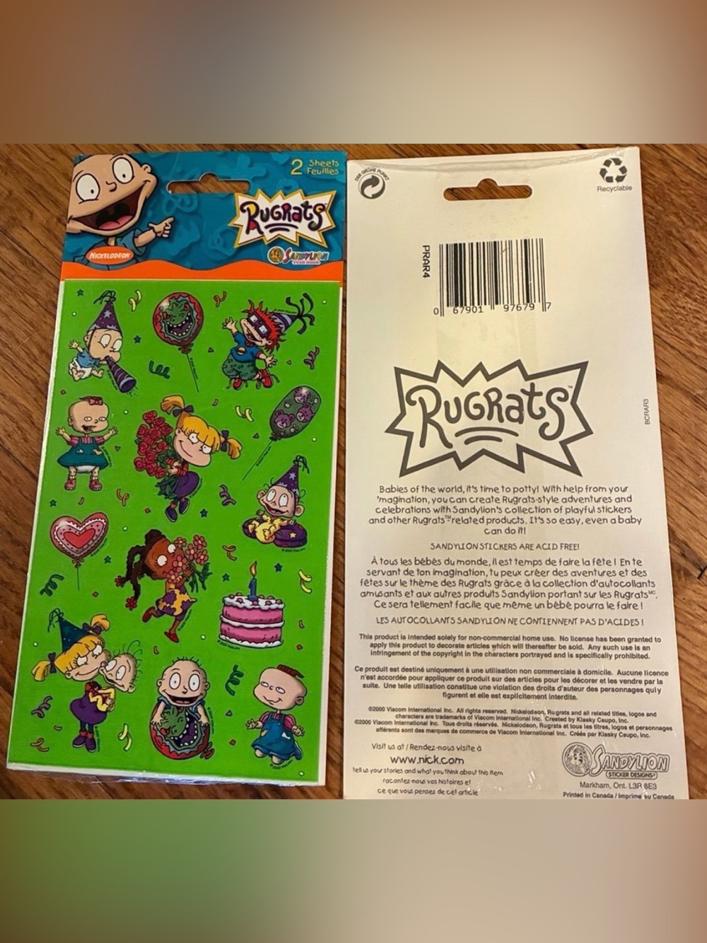 NIP - Sandylion Rugrats stickers 10 sealed packages one set.